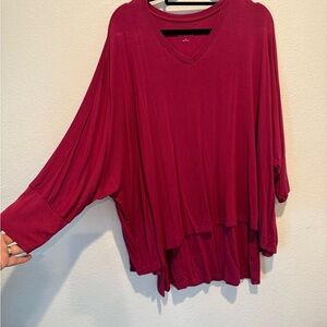 Soft Surroundings Draped V-Neck Tunic in Berry Plum